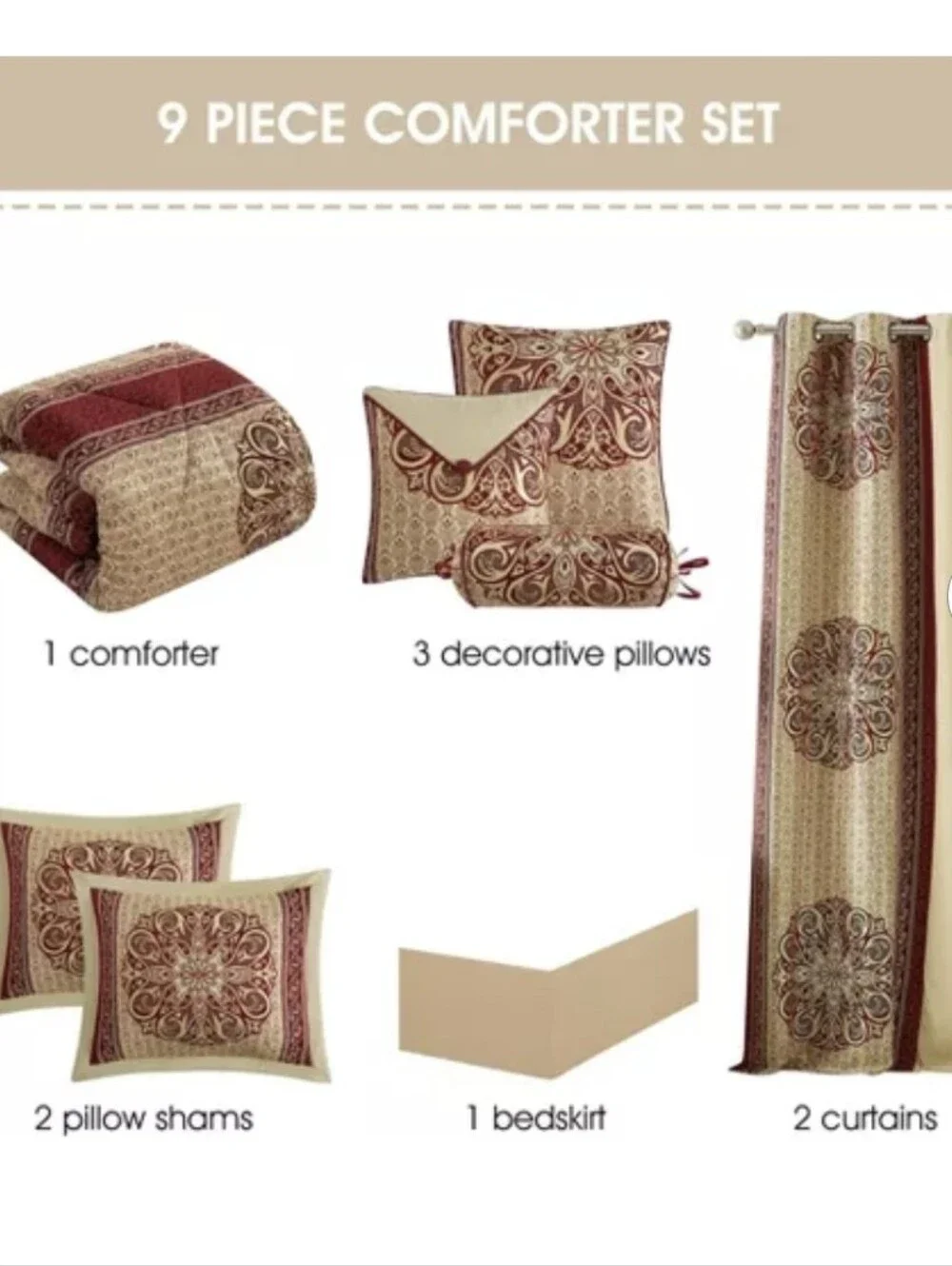 Nanshing 9pc Queen Myhand Comforter Set Red